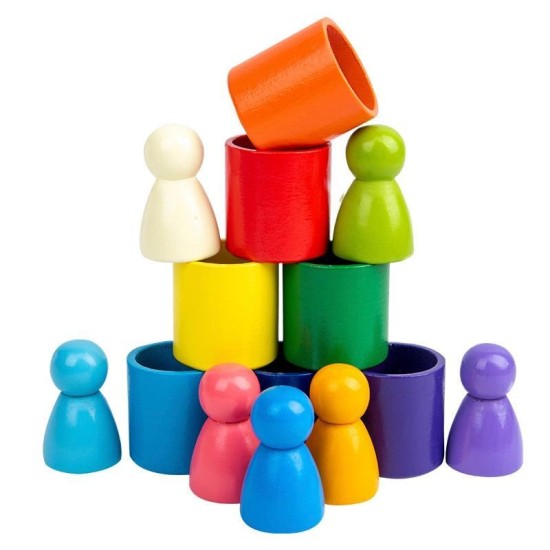 Rainbow People Balancing Blocks