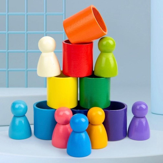 Rainbow People Balancing Blocks