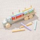 Young children early education Montessori wooden 2-in-1 macaron shape matching set column drag small train educational toy