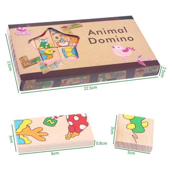 Wooden children's animal cognitive solon domino 15 building blocks puzzle baby early education educational toys wholesale