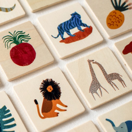 Wooden Montessori early education children animal card game 