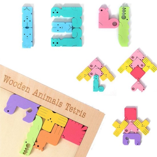 Wooden Animals Tetris Puzzle