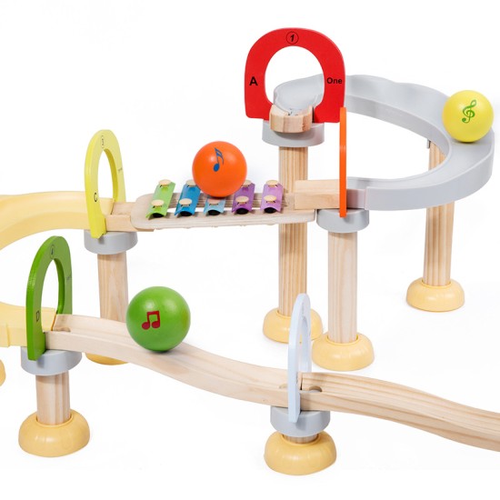 Children's wooden track ball game big building blocks